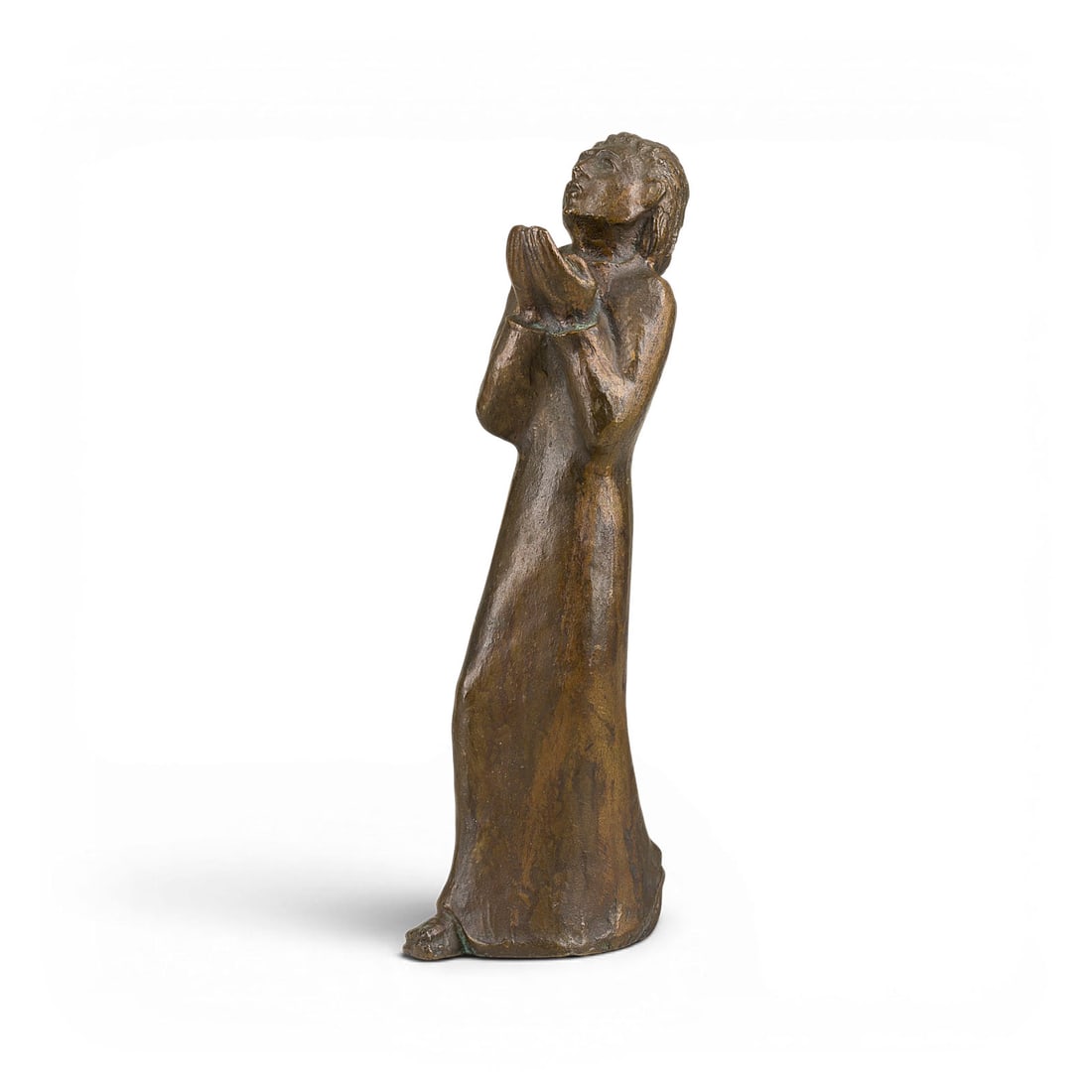 HEINZ BENTELE | STEHENDER: HEINZ BENTELE Cologne 1902 - 1983 STANDING FIGURE Bronze, darkbrown patinated. 34 x 8 x 12 cm. 3 kg. Monogrammed 'HB'. Minor traces of oxidation.HEINZ BENTELE Koeln 1902 - 1983 STEHENDER Bronze, dunke