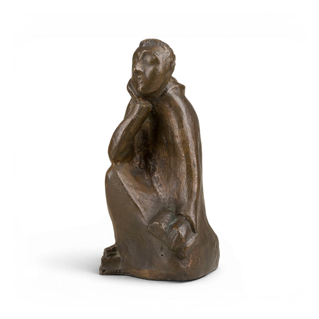 HEINZ BENTELE | SITZENDER: HEINZ BENTELE Cologne 1902 - 1983 SEATED FIGURE Bronze, brown patinated. 24 x 12 x 13 cm. 3.3 kg. Monogr. 'HB' on the verso. Part. min. rubbed.HEINZ BENTELE Koeln 1902 - 1983 SITZENDER Bronze, braun p