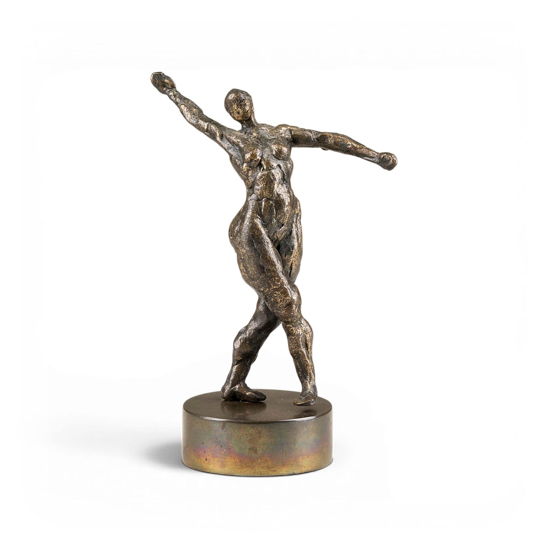 HARRY STORMS | TANZENDE: HARRY STORMS 1945 - 2023 DANCING WOMAN Bronze, on metal base. 20.2 x 13.5 x 80 cm. Total weight 1.9 kg (Bronze 754 g). Signed 'Storms' on the verso. With dark patina due to age.HARRY STORMS 1945 - 202