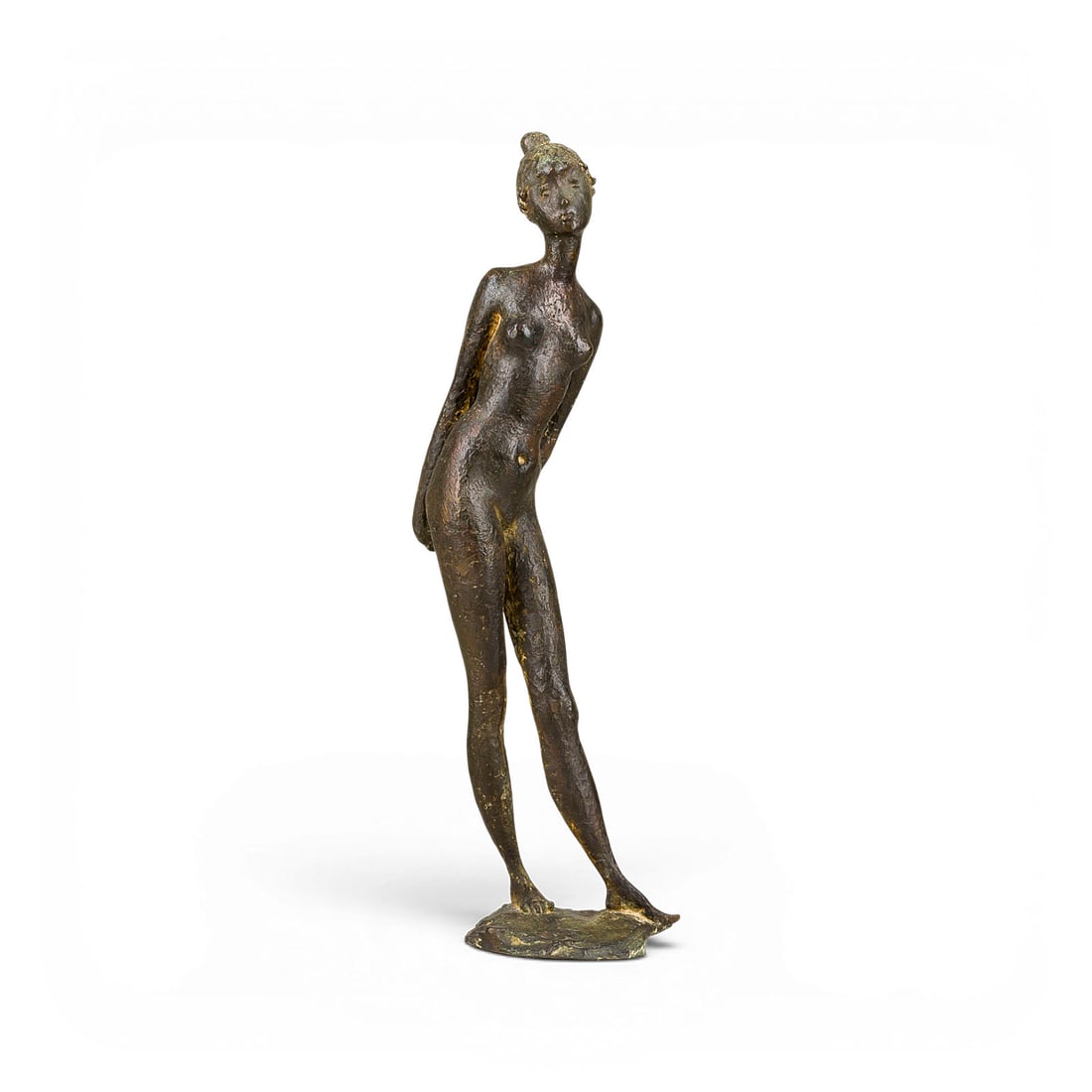 CLEMENS PASCH | 'JEUNE FILLE DEBOUT (STEHENDES MAEDCHEN)': CLEMENS PASCH 1910 Issum, Sevelen - 1985 Duesseldorf 'JEUNE FILLE DEBOUT (STANDING GIRL)' Bronze, darkbrown patinated. 60.5 x 16 x 19 cm. 5.6 kg. Signed 'PASCH' on the verso. Including: Catalogue 'Cle