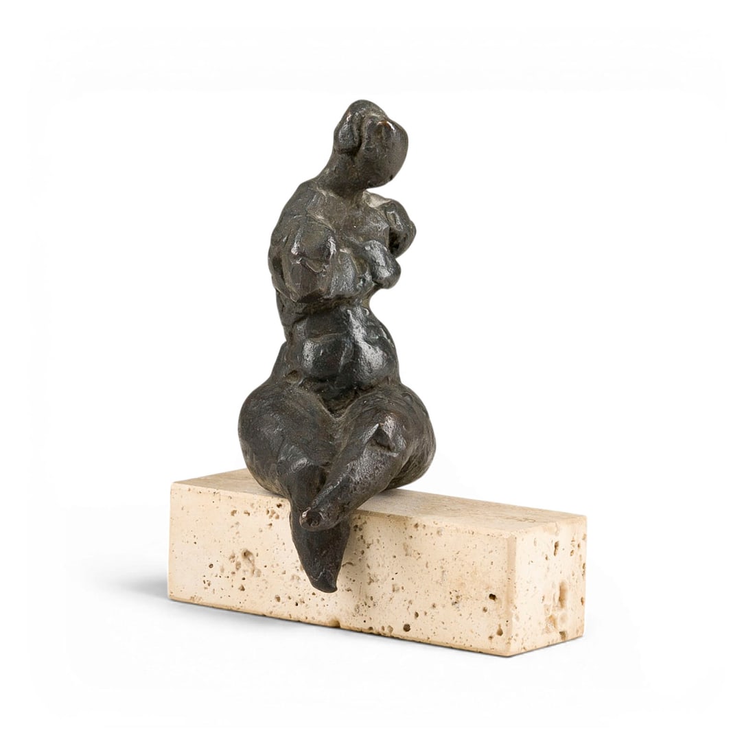WALDEMAR WIEN | 'SITZENDER TORSO': WALDEMAR WIEN 1927 Dortmund - 1994 Kierspe 'SITZENDER TORSO (SEATED TORSO)' Bronze, black patinated, on stone base. 12.3 x 10.1 x 6.5 cm. 726 g. Signed and dated on the verso 'W. Wien 84' as well as n