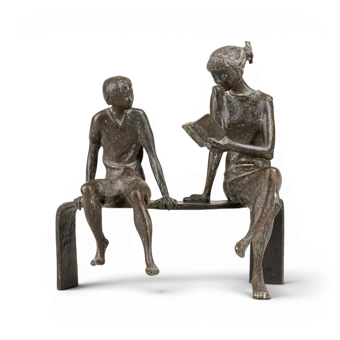 JUERGEN EBERT | 'VORLESENDE': JUERGEN EBERT 1954 Bocholt 'VORLESENDE (READER)' Bronze, darkbrown patinated. 26 x 24.5 x 18 cm. 3.18 kg. Signed 'Juergen Ebert' on the side. One of 20 copies. Original invoice from 'Kunsthaus Binhold