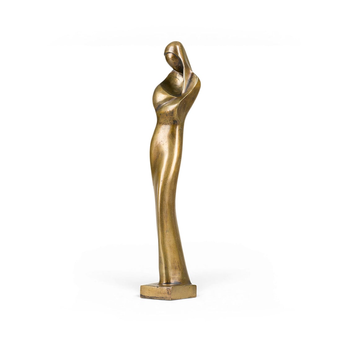 MODERNER BILDPLASTIKER | MADONNA: MODERN SCULPTOR Active in the 20th century MADONNA Bronze, brown patinated, polished. 35.5 x 7.5 x 6 cm. 4.66 kg. Part. slightly rubbed. Provenance: Private collection in the Ruhr region.MODERNER BILD