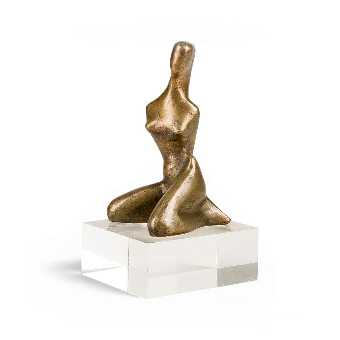 WOLFGANG G. MUELLER | KNIENDER WEIBLICHER AKT: WOLFGANG G. MUELLER 1925 Frankfurt am Main - 2002 KNEELING FEMALE NUDE Bronze, golden patinated, on acrylic base. 18 x 10 x 9 cm, height of the bronze 14 cm. 1.4 kg. Monogr. 'W.M.' on the side. Includ