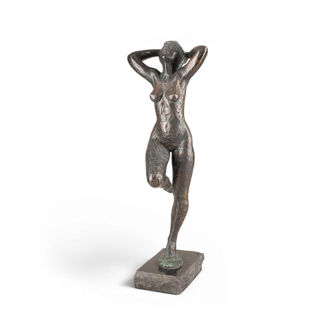 NELLY VINKEN-VAN HASSELT | STEHENDER DAMENAKT: NELLY VINKEN-VAN HASSELT 1928 Heerlen, The Netherlands STANDING FEMALE NUDE Bronze, dark brown patina, on stone base. Bronze-H. 66 cm, total H. 72 cm, total weight 18,7 kg. Monogram. on the plinth. Pa