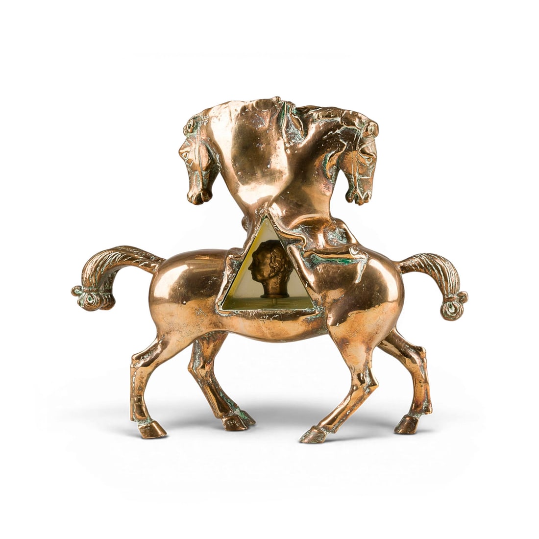 NOVELLO FINOTTI | 'GATTAMELATA': NOVELLO FINOTTI 1939 Verona, Italy - lives and works in Sommacampagna, Italy 'GATTAMELATA' Bronze, gilded, synthetic resin. 26 x 30 x 9.5 cm. 6 kg. Signed 'Finotti' on the side as well as numbered '55