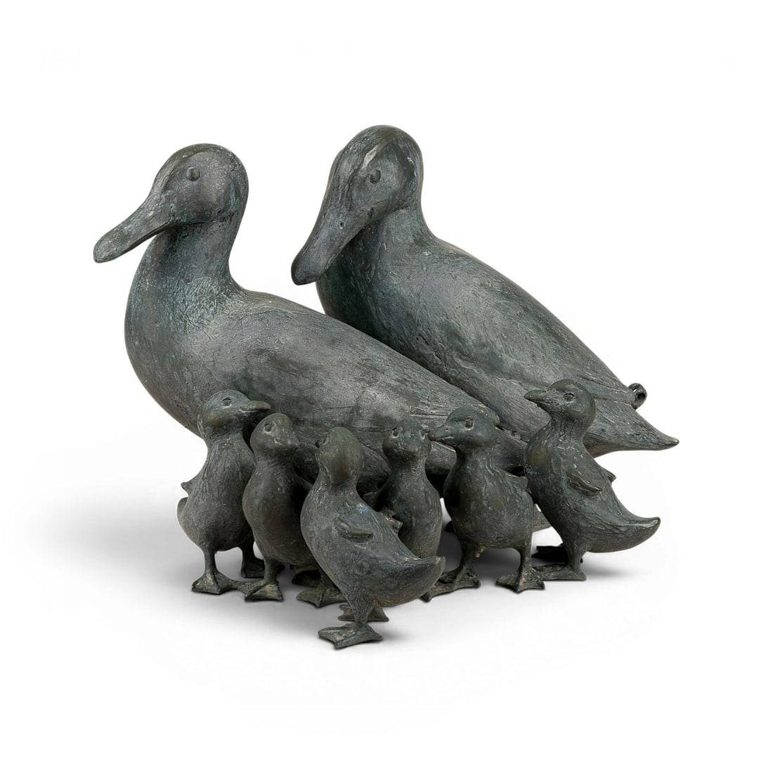 KURT ARENTZ | ENTENFAMILIE: KURT ARENTZ 1934 Cologne - 2014 Munich DUCK FAMILY Bronze, dark patinated. Approx. 31 x 49 x 40 cm. 14.5 kg. Signed 'Kurt Arentz' on the side. Slightly soiled, slight traces of oxidation. Provenance: 