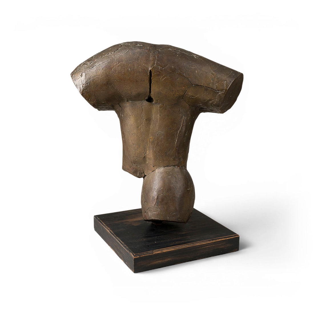 CHRISTA VON SCHNITZLER | OHNE TITEL (TORSO) (1963): CHRISTA VON SCHNITZLER 1922 Cologne - 2003 Frankfurt/Main UNTITLED (TORSO) (1963) Bronze, darkbrown patinated, mounted on wooden plinth. 51.5 x 42 x 29.6 cm, Bronze 47 x 42 x 18 cm. Total weight 28.7 