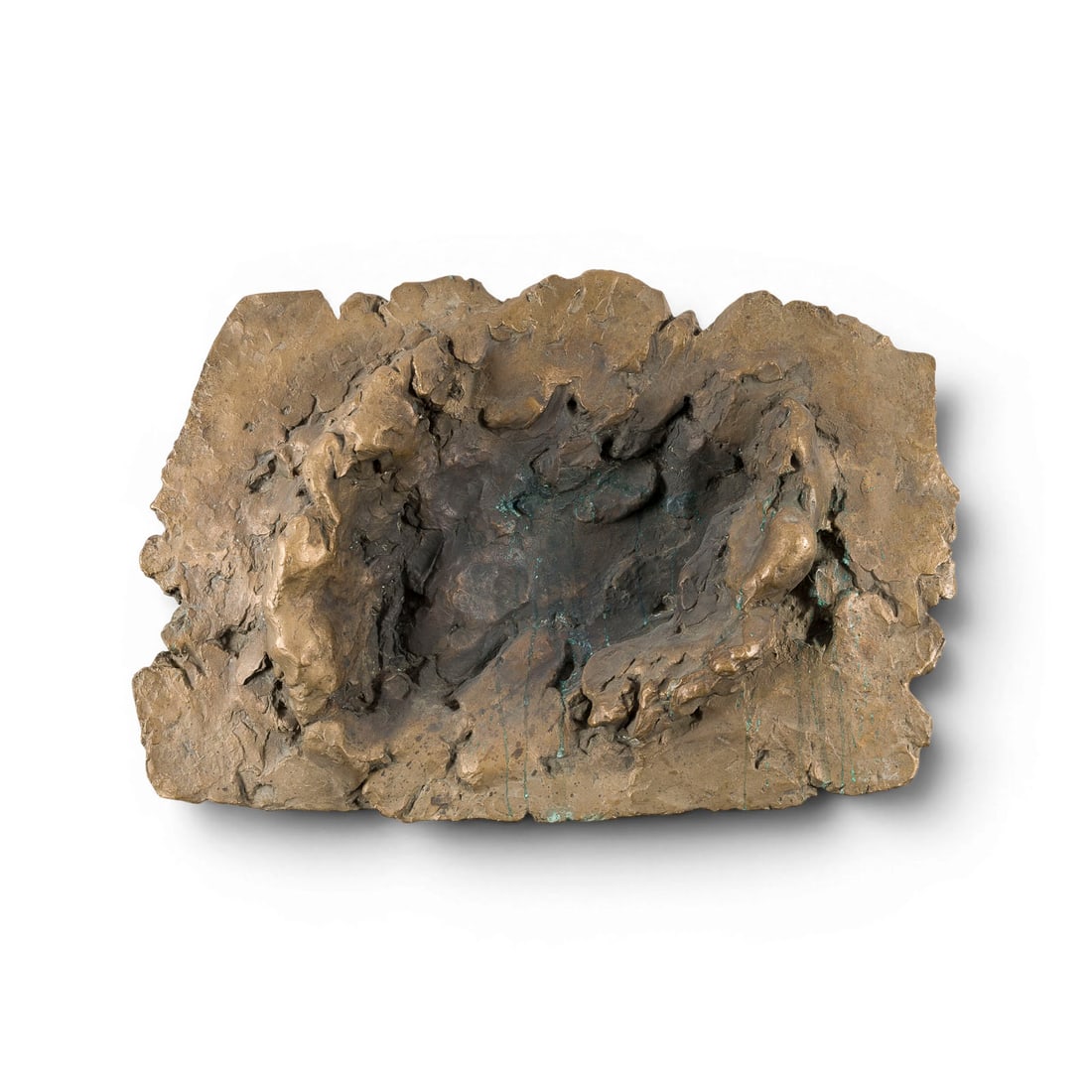 GERNOT EICHLER | WANDRELIEF (1969): GERNOT EICHLER 1940 Koenigsberg WALL RELIEF (1969) Bronze, cast in relief, goldbrown/brown patinated. Approx. 52 x 73 x 19 cm. 19.4 kg. Signed 'G. Eichler' and inscribed '3/69/1' on the verso. On old 
