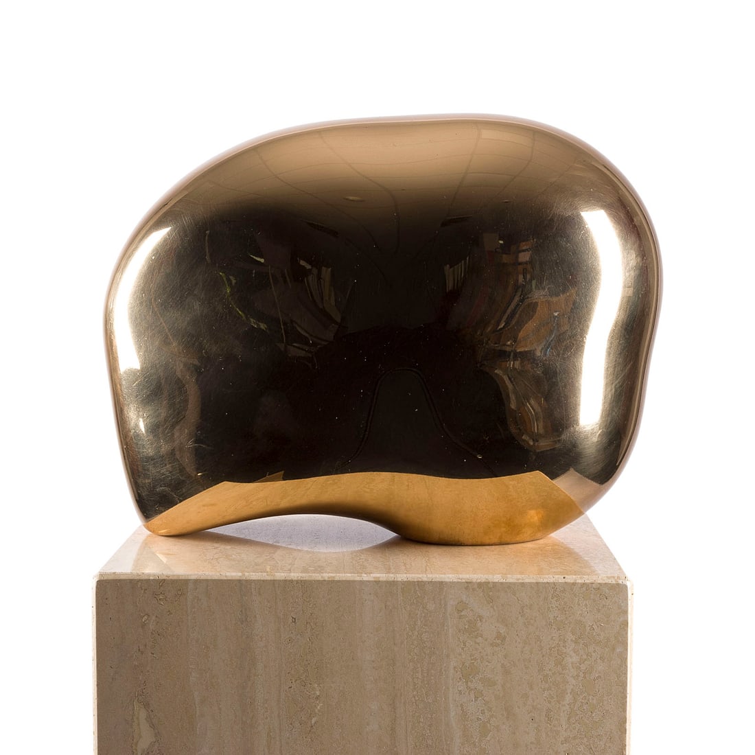 HEDE BUEHL | 'MOND' (1990): HEDE BUEHL 1940 Haan - lives and works in Duesseldorf 'MOON' (1990) Bronze, polished, on stone base. 26 x 34 x 19 cm, 18,86 kg, stone base 94,5 x 24,5 x 30 cm. Marked on the reverse with the artist's 