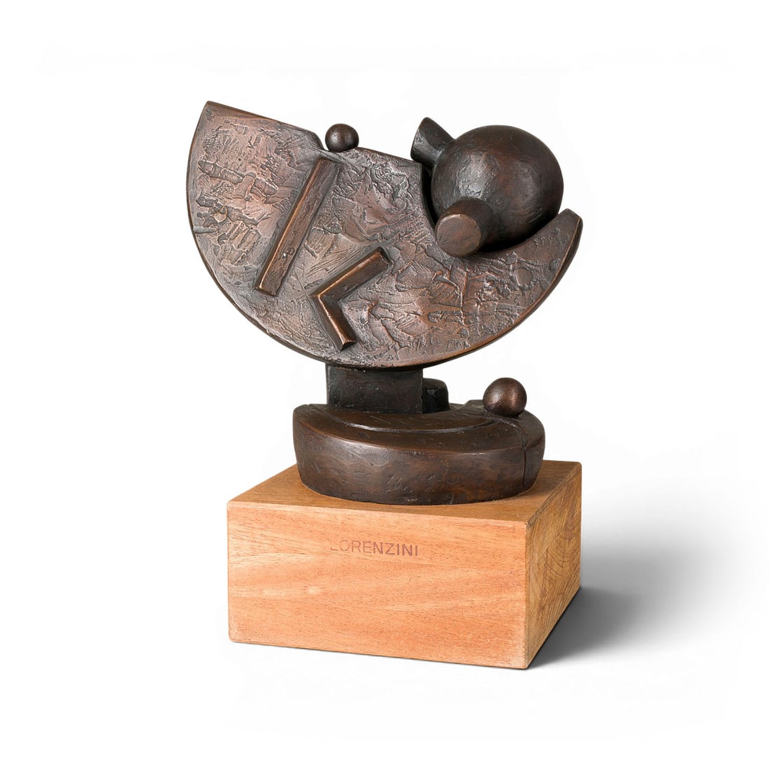 PIETRO CASCELLA | 'LA INTERDIPENDENZA': PIETRO CASCELLA 1921 Pescara, Italy 'LA INTERDIPENDENZA' Bronze, darkbrown patinated, on wooden base, ed. Lorenzini. Approx. 32.5 x 25 x 20 cm. 7.77 kg. With artist's mark on the verso as well as numb