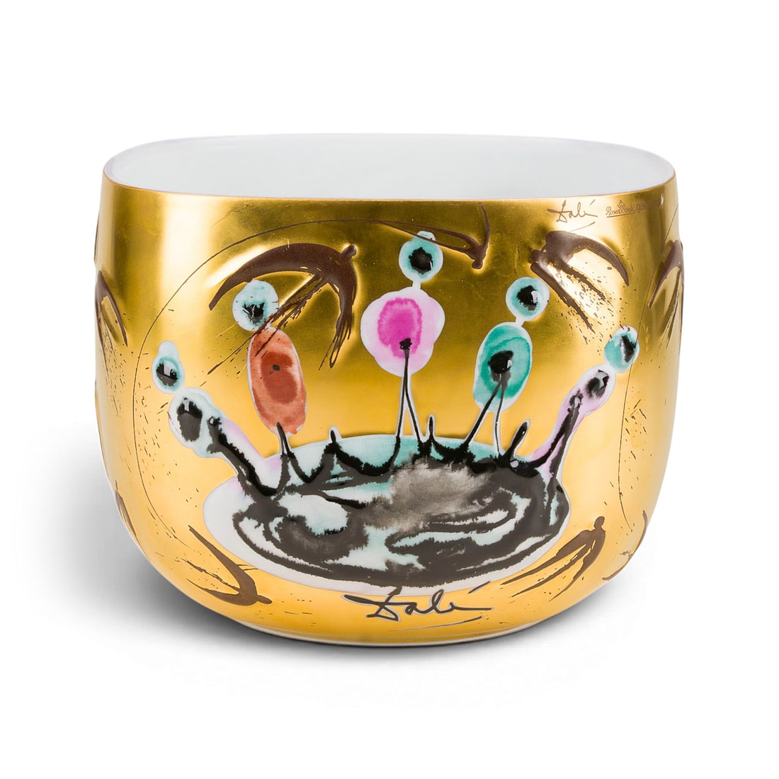 SALVADOR DALI | 'SUOMI OBJEKT 3': SALVADOR DALI Figueres, Girona 1904 - 1989 'SUOMI OBJECT 3' Rosenthal AG, pattern designed in 1974 White porcelain w. relief decoration, polychrome and gold staffage. H. 16,5 cm, W. 21 cm, D. 21 cm. M