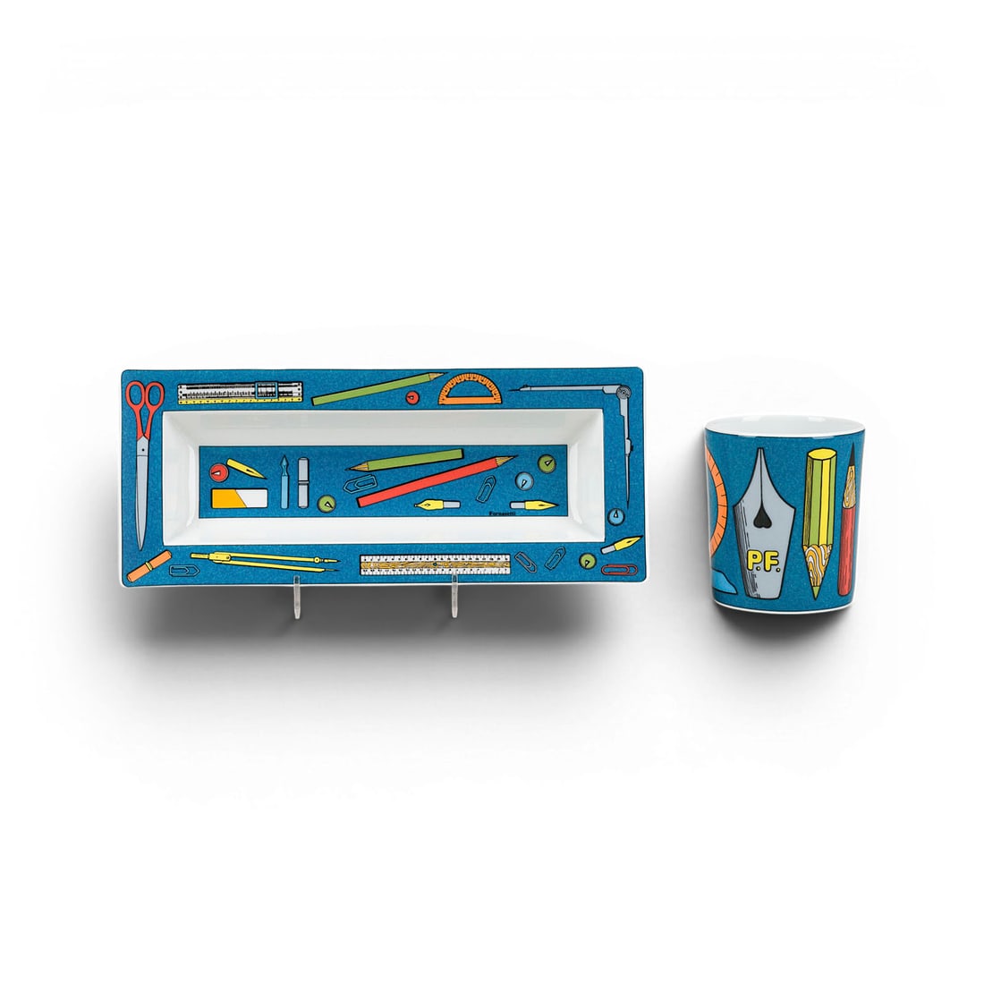 PIERO FORNASETTI | BECHER UND SCHALE 'STRUMENTI DA DISEGNO' (1 of 2)