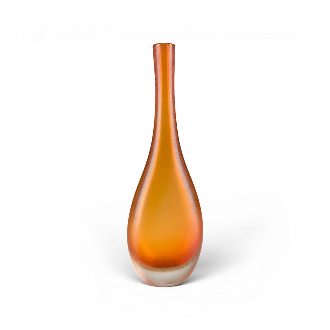 PAOLO VENINI | VASE 'INCISO': PAOLO VENINI 1895 Milan - 1959 Venice 'INCISO' VASE Italy, Venini & Co., designed around 1956 Orange-red and yellow glass, heavy colourless overlay, fine horizontal cut decoration. H. 34,5 cm, W. 12 c