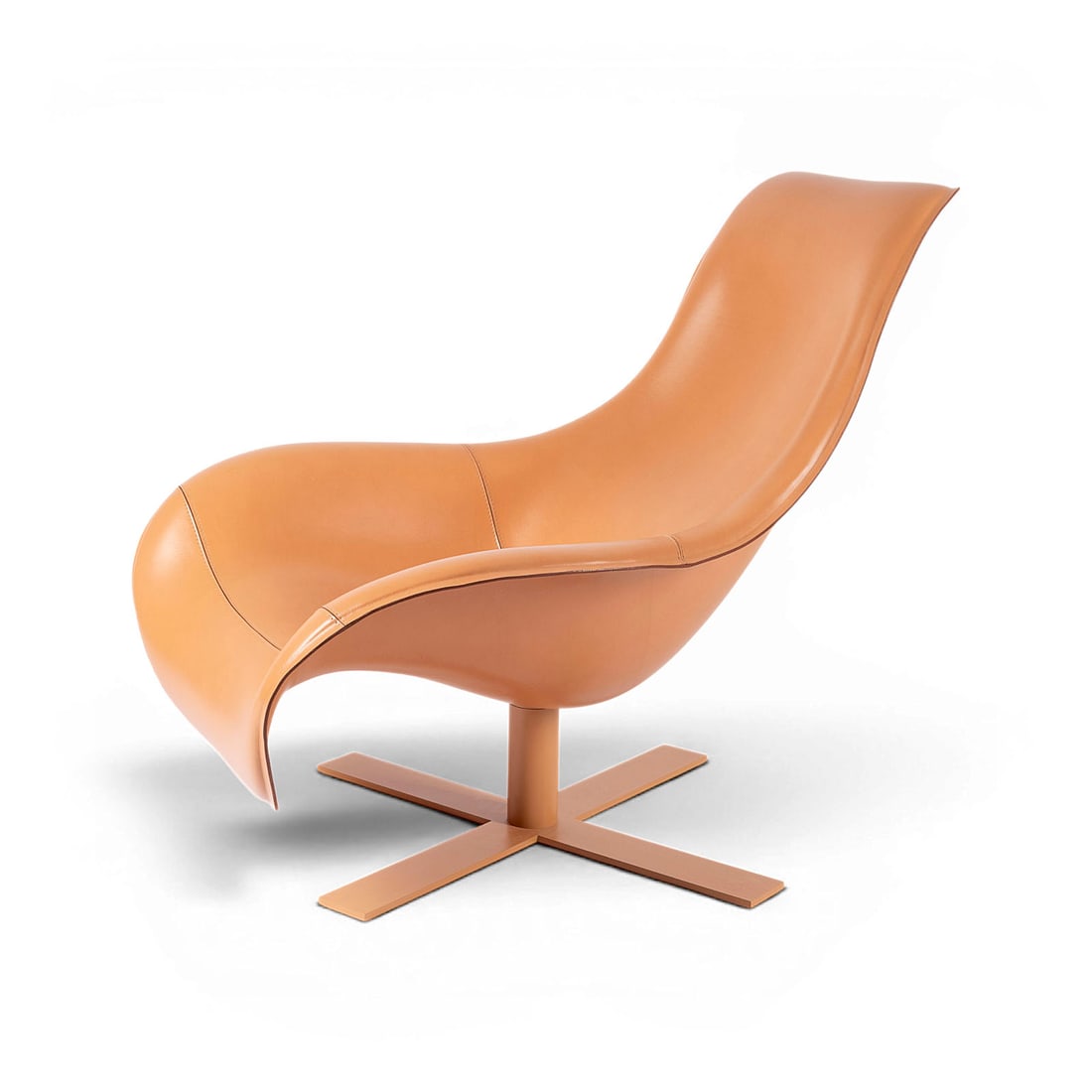 ANTONIO CITTERIO | SESSEL 'MART': ANTONIO CITTERIO 1950 Meda - works in Milan A 'MART' SWIVEL ARMCHAIR Italy, B&B Italia, designed in 2003 Lacquered steel, fibreglass shell with leather upholstery, swivelling. H. approx. 88 cm, W. 78 