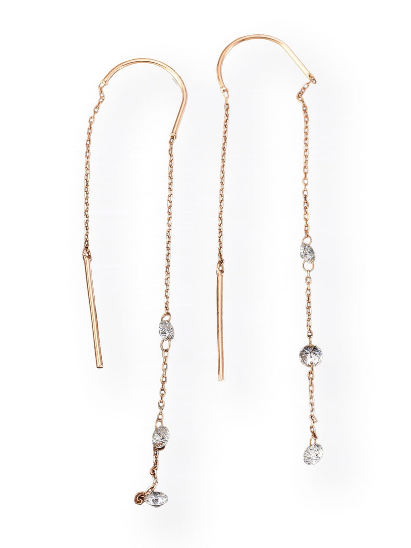 ZARTE BRILLANT OHRHAENGER: ZARTE BRILLANT OHRHAENGER RG 750. L.: ca. 61,0 mm. Ges.-Gew.: ca. 0,7 g. Lange Ohrhaenger aus Ketten mit Brillanten zus. ca. 0.41 ct.
