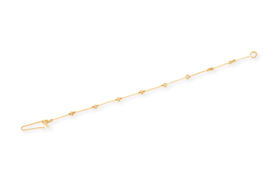 'LAPPONIA' ARMBAND: 'LAPPONIA' ARMBAND GG 585. L.: ca. 14,5 cm. Ges.-Gew.: ca. 1,7 g. Mattiertes Gliederarmband von 'Lapponia'.