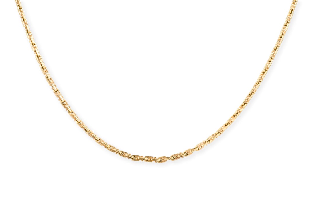 GOLD CHOKER COLLIER: GOLD CHOKER COLLIER GG 585 (getestet). L.: ca. 36,5 cm. Staerke: ca. 2,5 mm. Ges.-Gew.: ca. 13,9 g. Kurzes Collier.