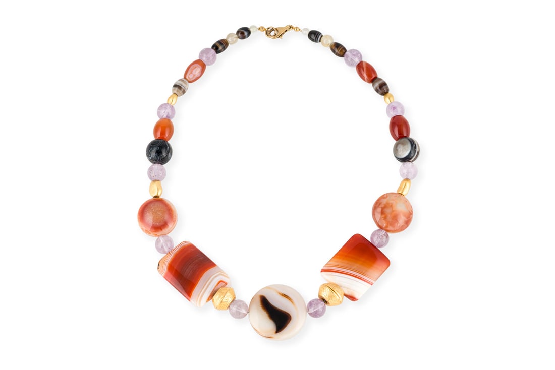 ACHAT STATEMENT COLLIER: ACHAT STATEMENT COLLIER AG 925. L.: ca. 59,0 cm. Ges.-Gew.: ca. 178,0 g. Grosses Statement-Collier. Karabinerverschluss.