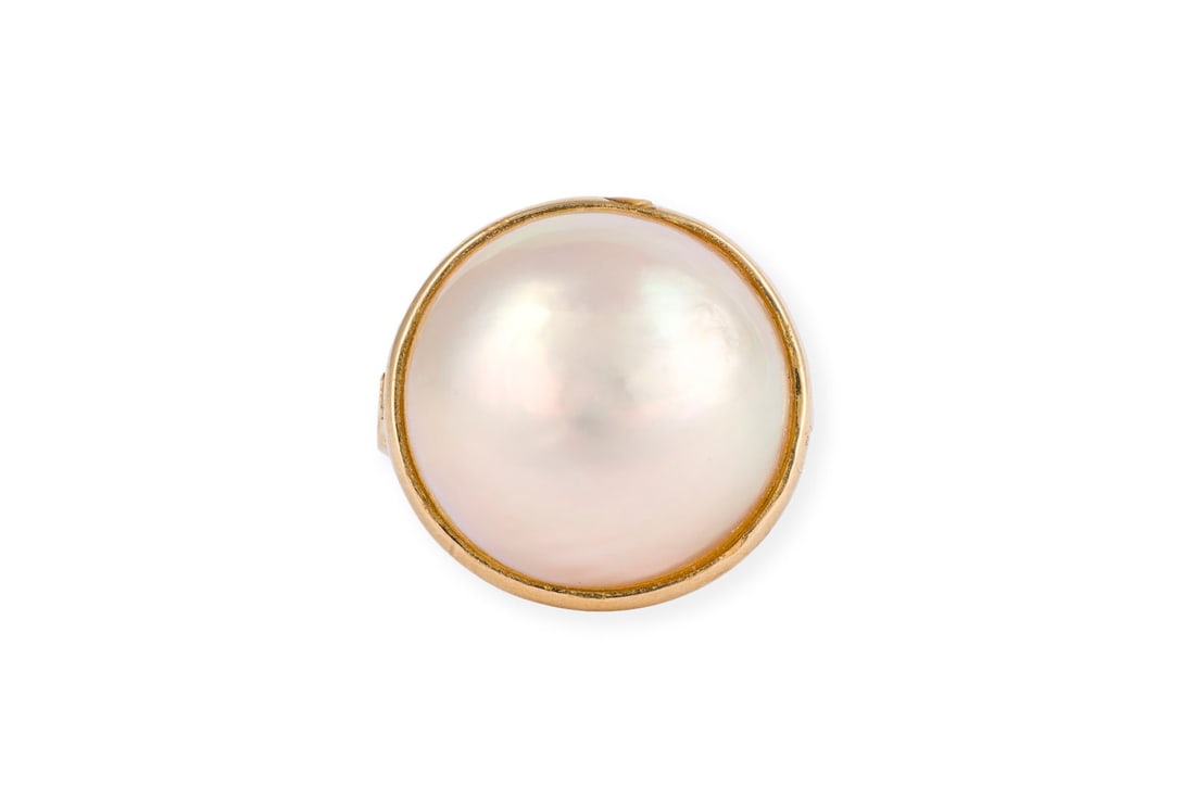 MABE PERLEN RING: MABE PERLEN RING GG 750 (getestet). Ringmass: ca. 53. D.(Ringkopf): ca. 17,2 mm. Ges.-Gew.: ca. 4,9 g.