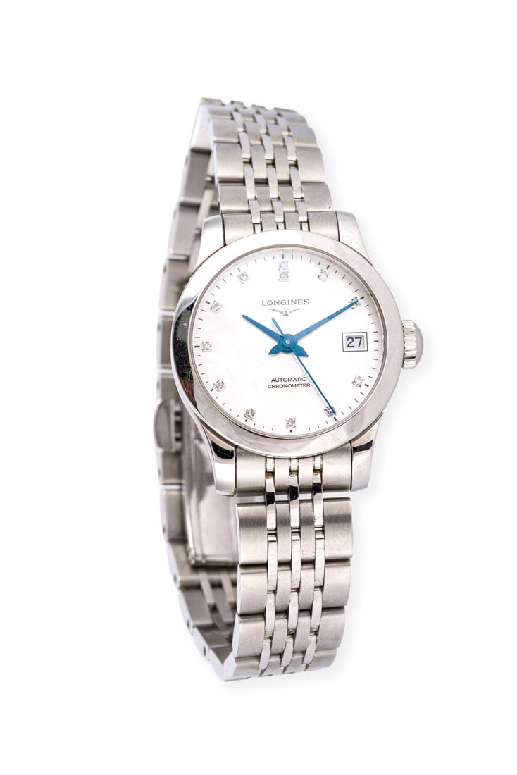 'LONGINES' RECORD ARMBANDUHR: LONGINES' RECORD ARMBANDUHR Referenznummer: L23204876. Automatic (Nicht auf Funktion geprueft). Edelstahl. D.: ca. 26,0 mm. Inkl. Gebrauchsanweisung und Garantiekarte. Longines Armbanduhr mit