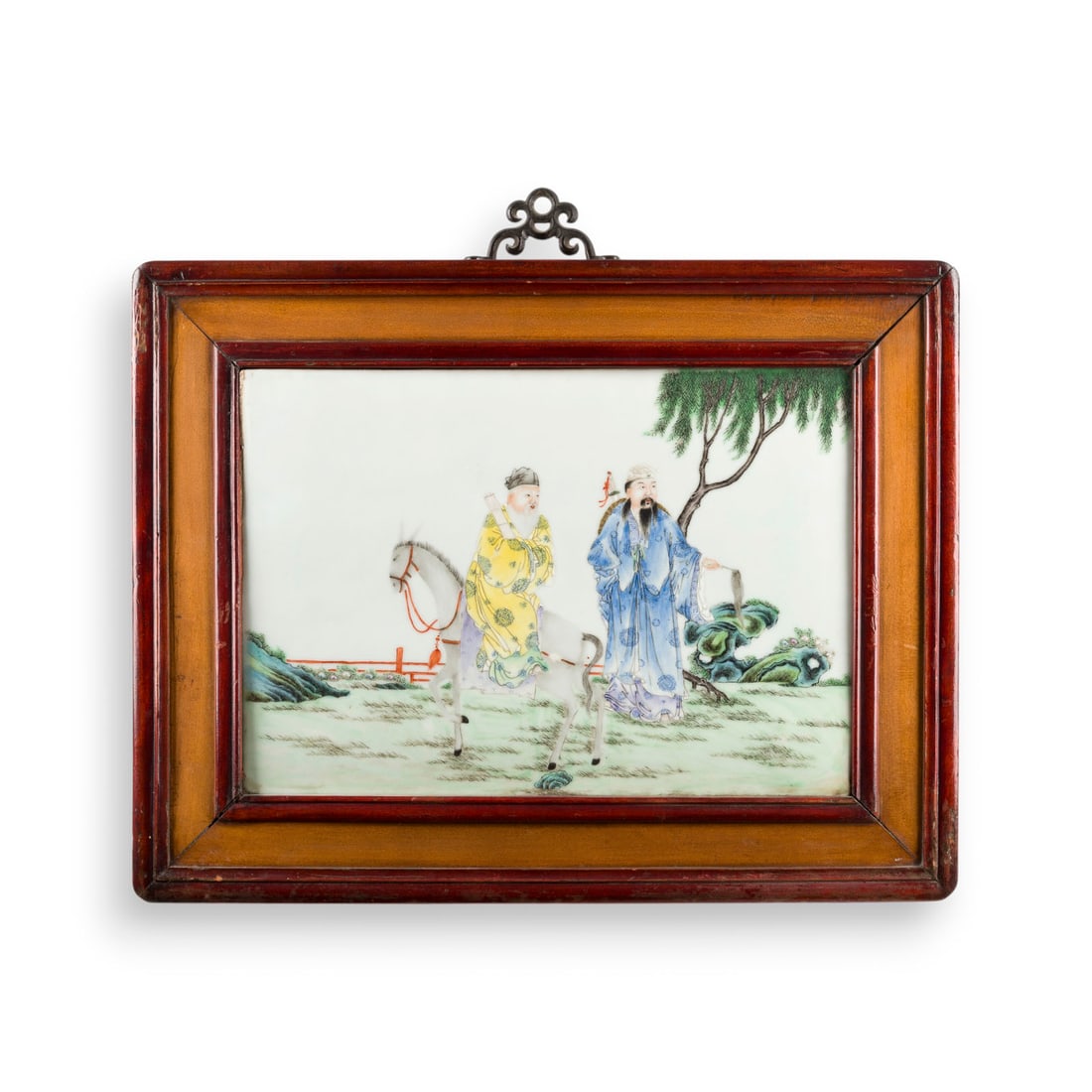 EINE FAMILLE-ROSE-PORZELLANPLAKETTE MIT FIGURENDARSTELLUNG (1 of 1)