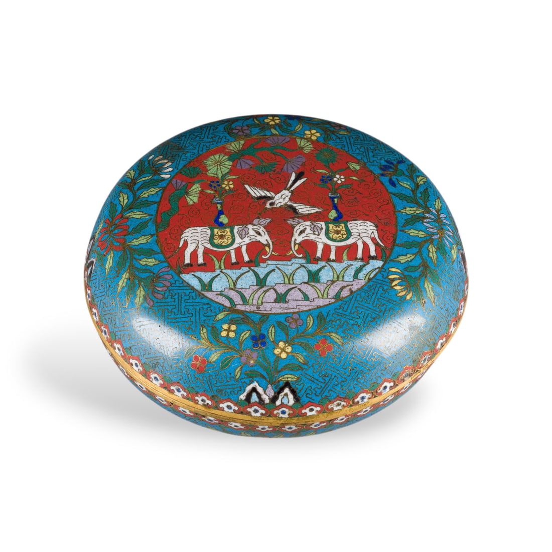 EINE RUNDE DECKELDOSE AUS CLOISONNE-EMAIL (1 of 2)