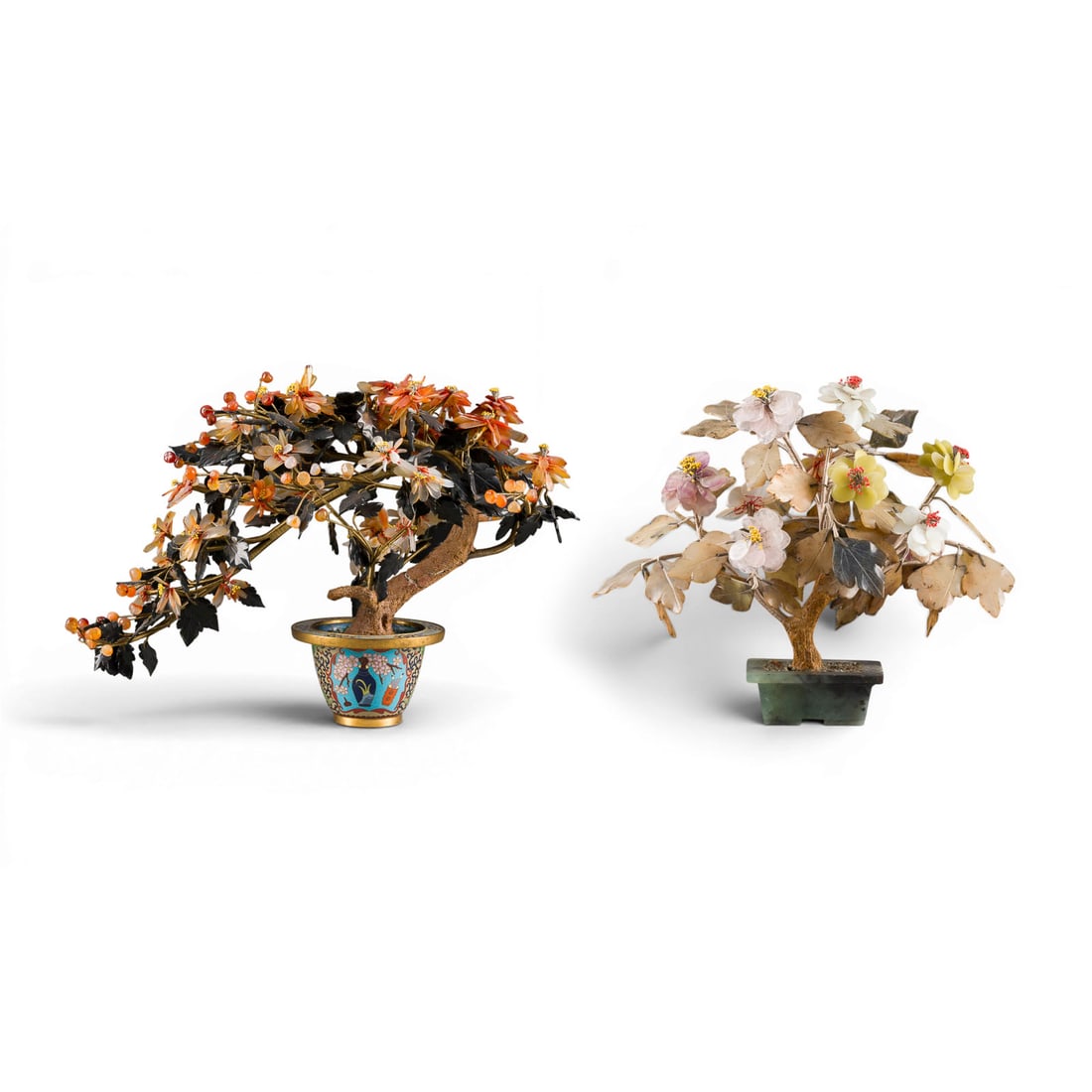 ZWEI DEKORATIVE CHINESISCHE HARTSTEINBAEUME (1 of 3)