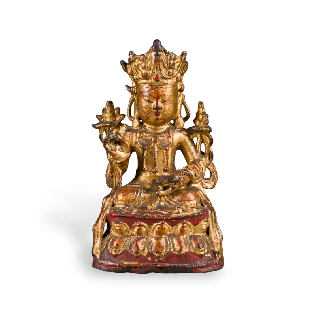 EINE VERGOLDETE BRONZEFIGUR DES BODHISATTVA MAITREYA (1 of 7)