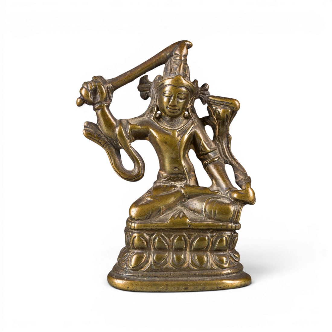 EINE MINIATUR-BRONZEFIGUR DES MANJUSHRI: A MINIATURE BRONZE FIGURE OF MANJUSHRI Tibet/Nepal, 18th/19th century Bronze. H. 7.5 cm. With traces of age. Provenance: From the estate of Wilhelm von Pochhammer (diplomat, Consul General in Bombay,