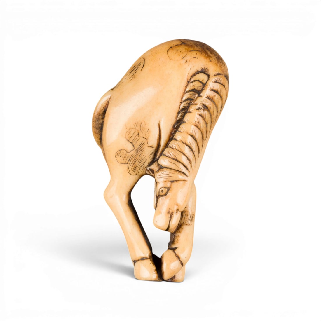 EIN NETSUKE EINES GRASENDEN PFERDES AUS HIRSCHHORN (1 of 2)