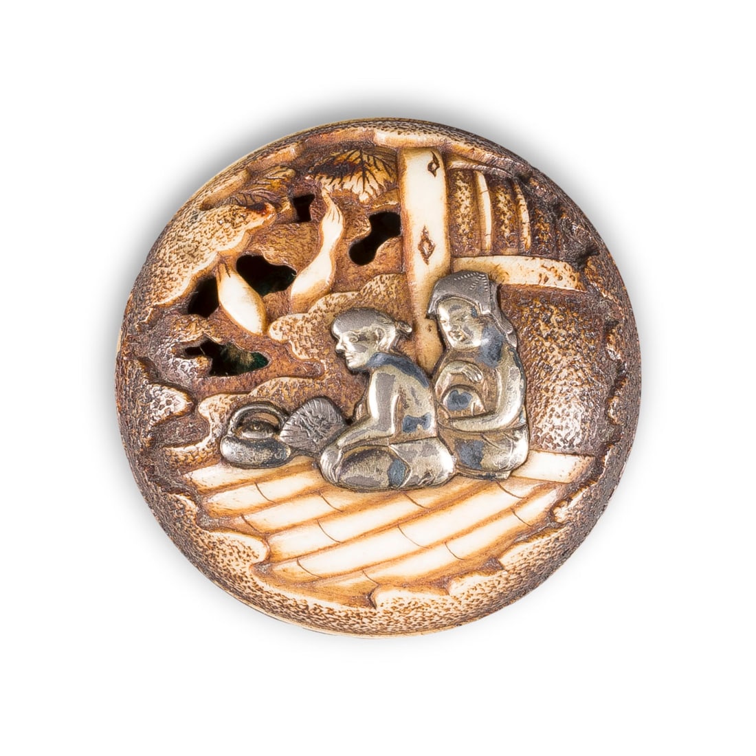 SIEBEN NETSUKE UND EIN KISERUZUTSU MIT KISERU - 11