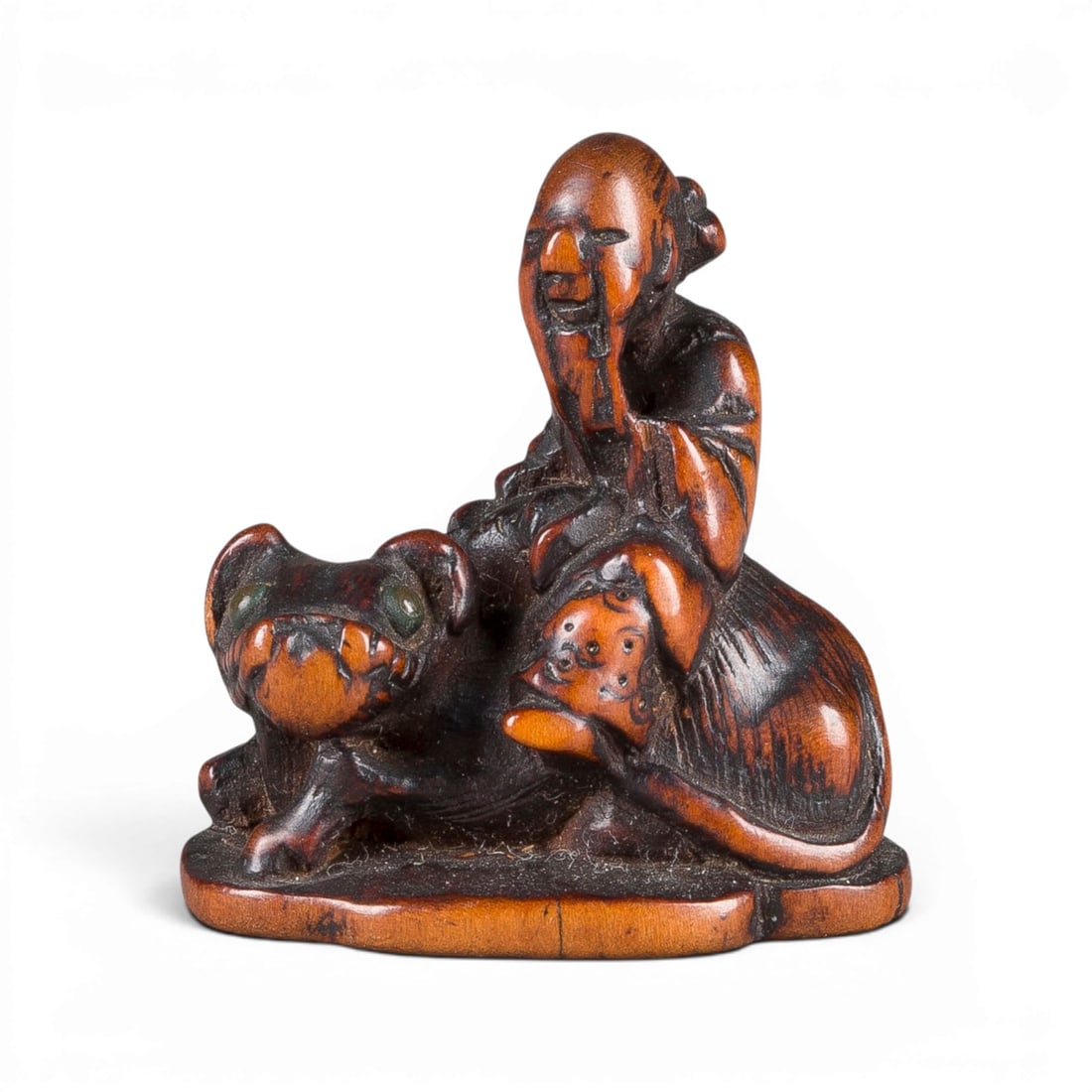 SIEBEN NETSUKE UND EIN KISERUZUTSU MIT KISERU - 8