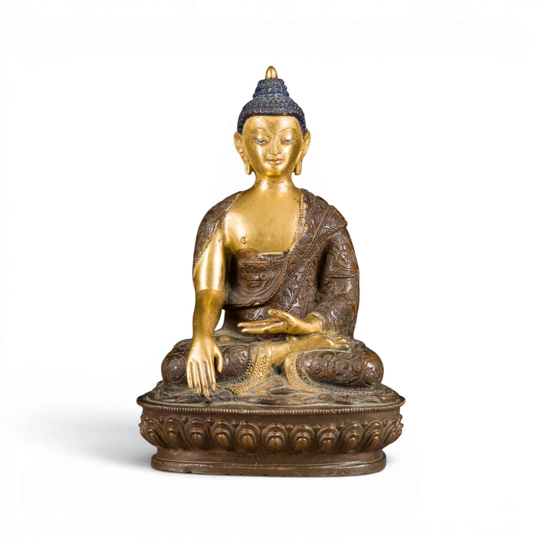 EINE BRONZEFIGUR DES BUDDHA SHAKYAMUNI (1 of 2)