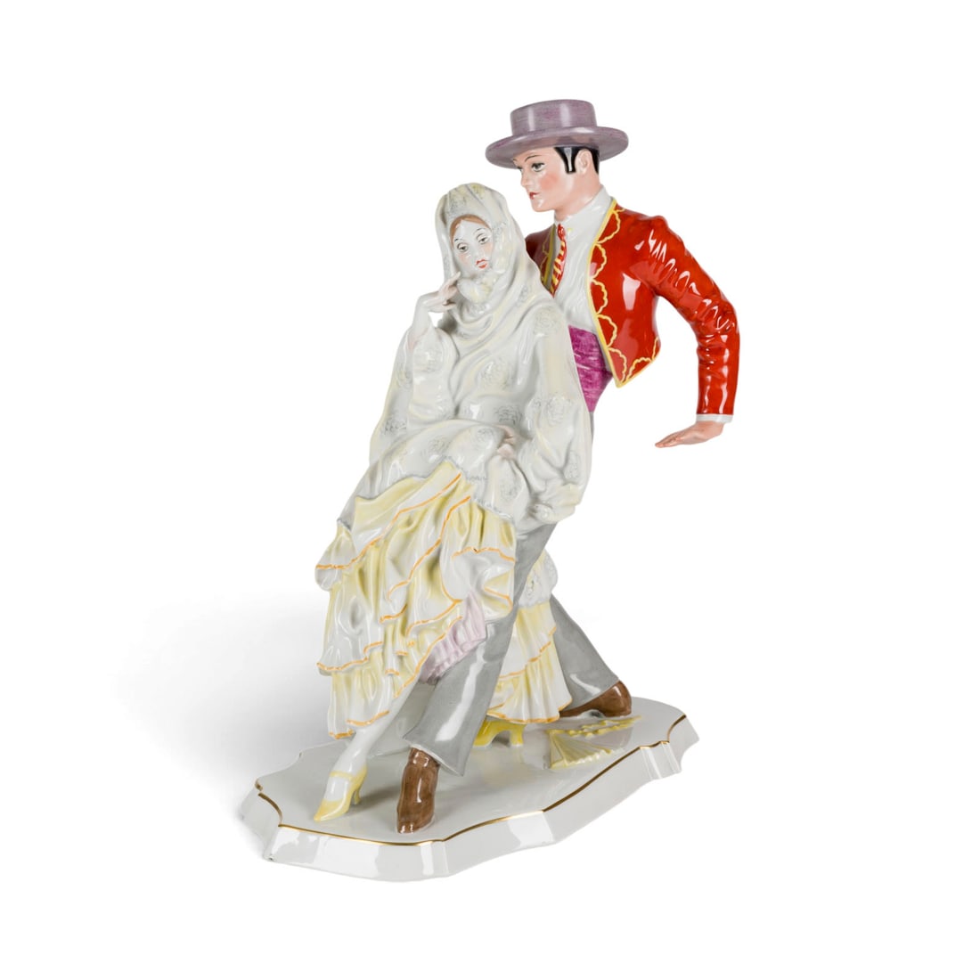 DOROTHEA CHAROL | SPANISCHER TANZ: DOROTHEA CHAROL 1895 Odessa - 1963 London SPANISCHER TANZ Deutsch, Rosenthal, um 1935-1956 (Entwurf 1925) Porzellan, polychrom staffiert. H. 37 cm. Unterglasurgruener Manufakturstempel im Relief, Pres