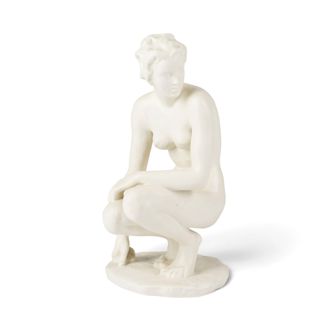 FRITZ KLIMSCH | HOCKENDE: FRITZ KLIMSCH 10. Februar 1870 Frankfurt am Main - 30. Maerz 1960 Freiburg HOCKENDE Deutsch, Rosenthal, nach 1960 (Entwurf 1936) Biskuitporzellan. H. 31 cm. Auf dem Boden gruener Manufakturstempel, 'I