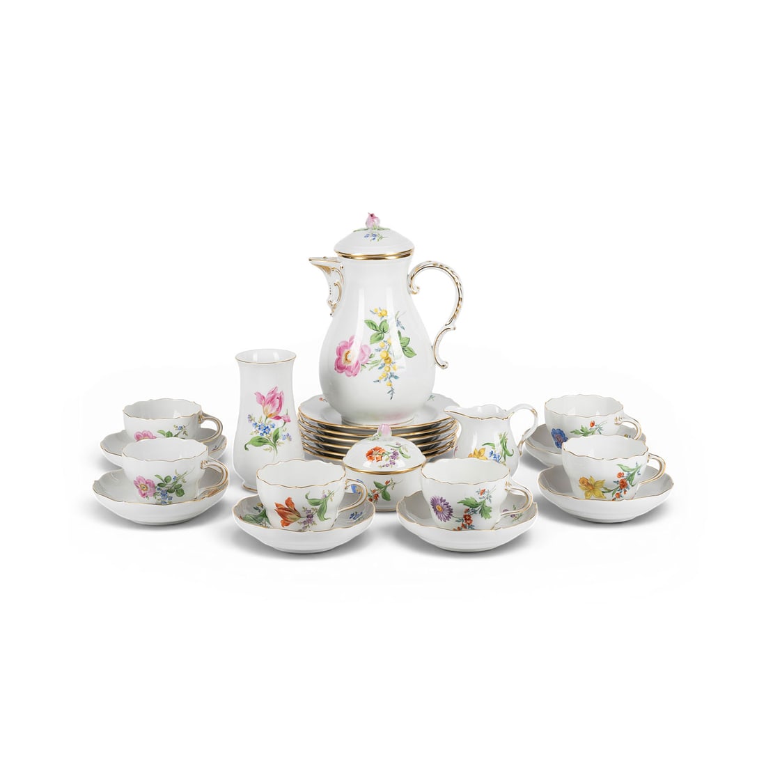 | 22-TEILIGES KAFFEESERVICE MIT BLUMENMALEREI (1 of 1)