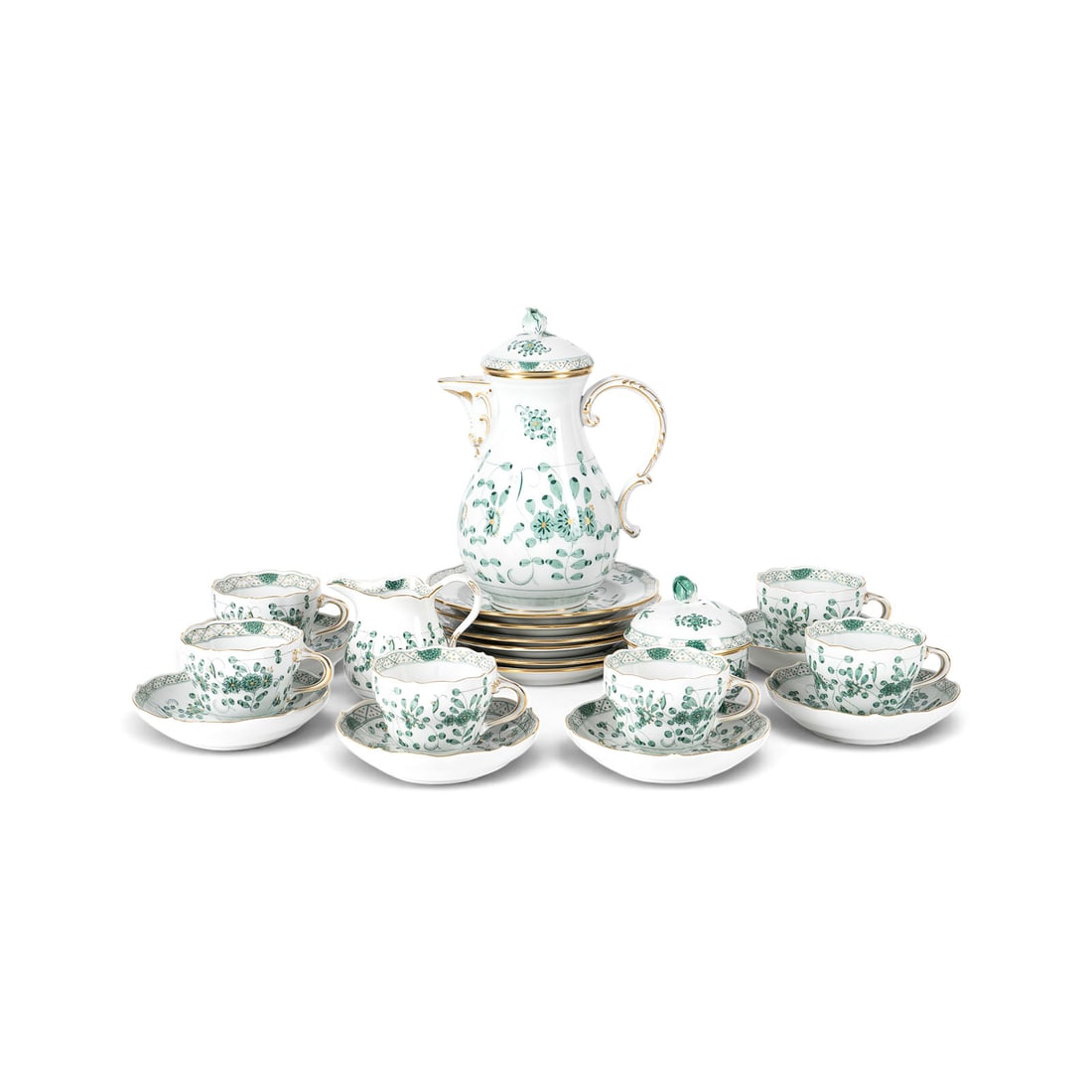 | 21-TEILIGES KAFFEESERVICE 'INDISCH GRUeN REICH' (1 of 1)