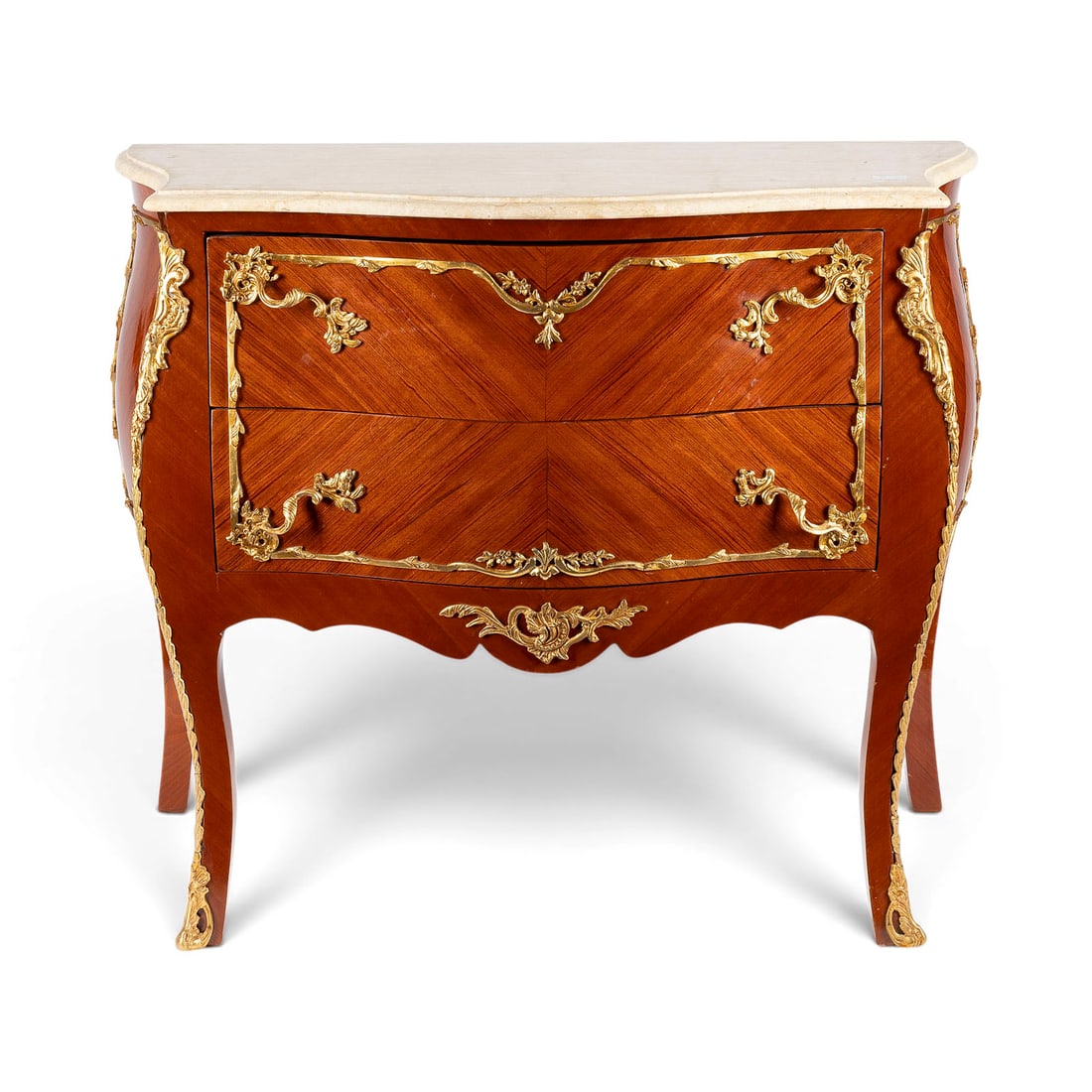 | KLEINE KOMMODE: KLEINE KOMMODE Frankreich, erste Haelfte 19. Jh. Mahagoni, massiv und furniert, auf Nadelholzkorpus, mit Marmorplatte. H. 84, B. 96, T. 45 cm. Kleine, elegant proportionierte franzoesische Kommode mit