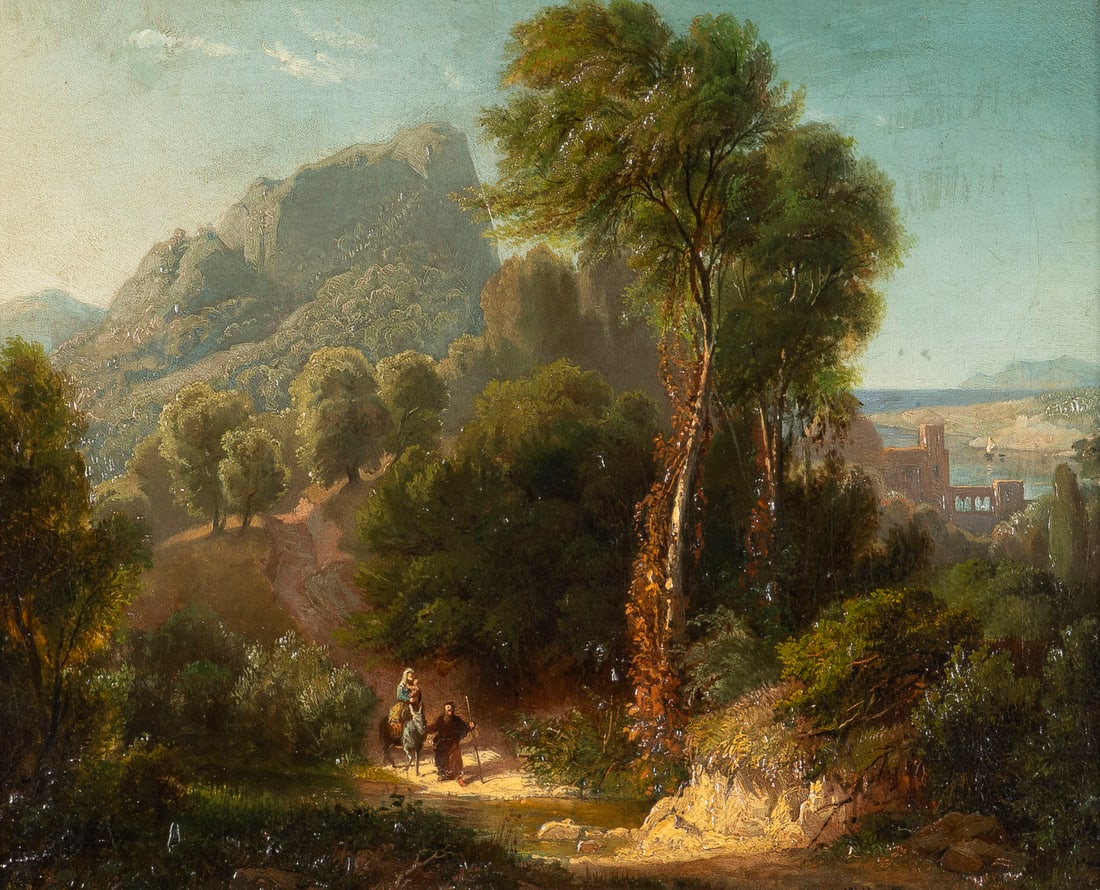 AUGUST VON WILLE | LANDSCHAFT MIT DER FLUCHT NACHAeGYPTEN, 1848 (1 of 2)