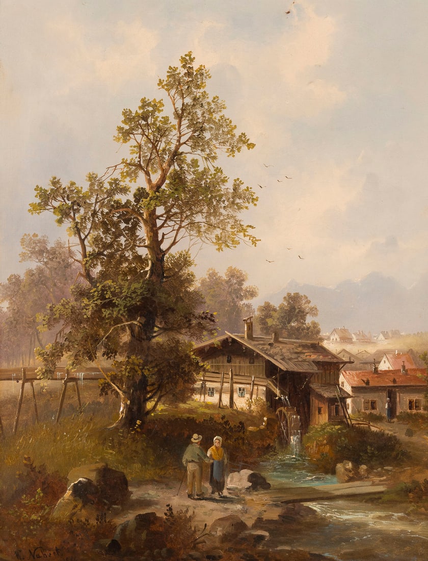 WILHELM JULIUS AUGUST NABERT | MOTIV AUS DEM STEIRISCHEN, 1886: WILHELM JULIUS AUGUST NABERT 1830 - 1904 A MOTIF FROM STYRIA, 1886 Oil on canvas. 50 x 40 cm (f. 59 x 48 cm). Signed and dated lower right. Framed.WILHELM JULIUS AUGUST NABERT 1830 - 1904 MOTIV AUS DE