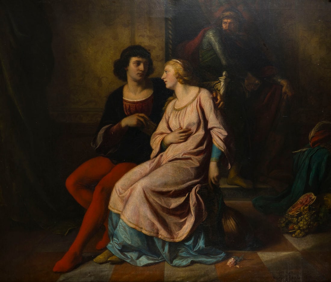 GUSTAV GAUL | FRANCESCA DE RIMINI, 1860: GUSTAV GAUL 1836 Wien - 1886 Vorderbruehl FRANCESCA DE RIMINI, 1860 Oel auf Leinwand. 112 x 130 cm (R. 140 x 158 cm). Unten rechts signiert und datiert. Kraquele. Originalrahmen.GUSTAV GAUL 1836 Wien 