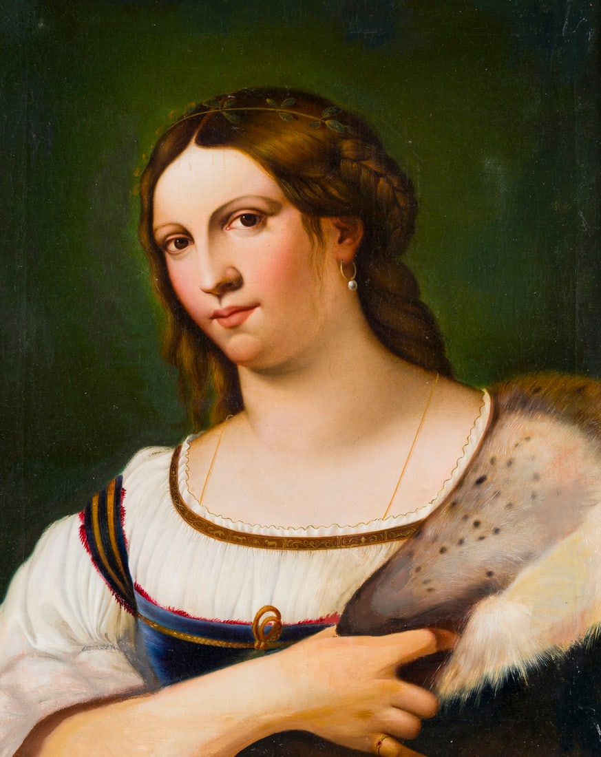 SEBASTIANO DEL PIOBMO (NACH) | PORTRAeT EINER FRAU: SEBASTIANO DEL PIOBMO (NACH) PORTRAeT EINER FRAU Oel auf Leinwand. 61 x 50 cm (R. 74 x 63 cm). Rest. Rahmen.SEBASTIANO DEL PIOBMO (NACH) PORTRAeT EINER FRAUOel auf Leinwand. 61 x 50 cm (R. 74 x 63