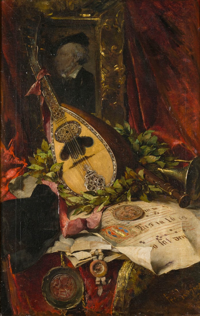 FERDINAND WAGNER | STILLEBEN MIT MANDOLINE, NOTEN UND LORBEER (1 of 2)