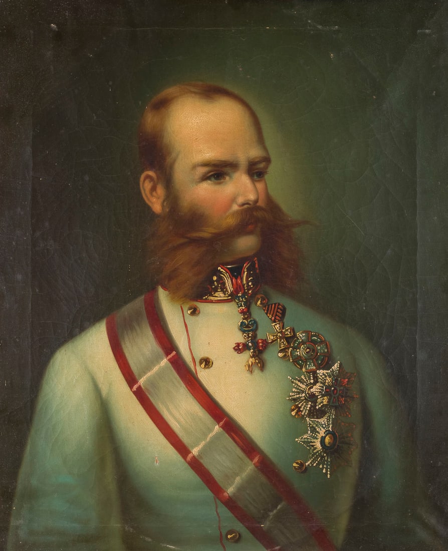 OeSTERREICHISCHE SCHULE DER ZWEITEN HAeLFTE DES 19. JAHRHUNDERTS | FRANZ JOSEPH I. VONOeSTERREICH: AUSTRIAN SCHOOL, SECOND HALF OF THE 19TH CENTURY FRANZ JOSEPH I OF AUSTRIA Oil on canvas. 86.5 x 55 cm. Minor damage.OeSTERREICHISCHE SCHULE DER ZWEITEN HAeLFTE DES 19. JAHRHUNDERTS FRANZ JOSEPH I. VO