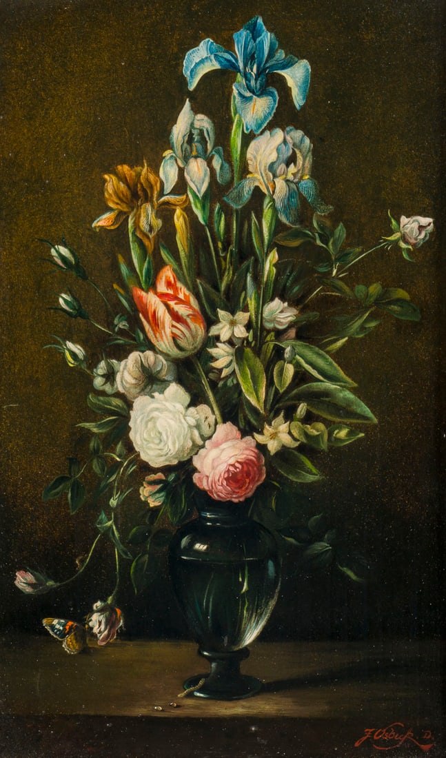 JOSEF OSBECK | BLUMENSTILLLEBEN: JOSEF OSBECK 1898 - 1938 Taetig in Muenchen BLUMENSTILLLEBEN Oel auf Holz. 32,5 x 20,5 cm (R. 40 x 28,5 cm). Unten rechts signiert. Rahmen.JOSEF OSBECK 1898 - 1938 Taetig in Muenchen