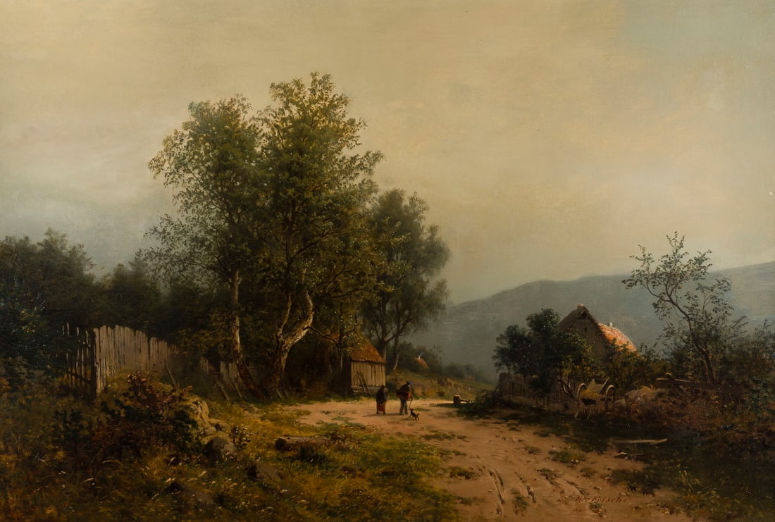 HEINRICH LUDWIG FRISCHE | DOeRFLICHE LANDSCHAFT MIT FIGUeRLICHER STAFFAGE (1 of 2)