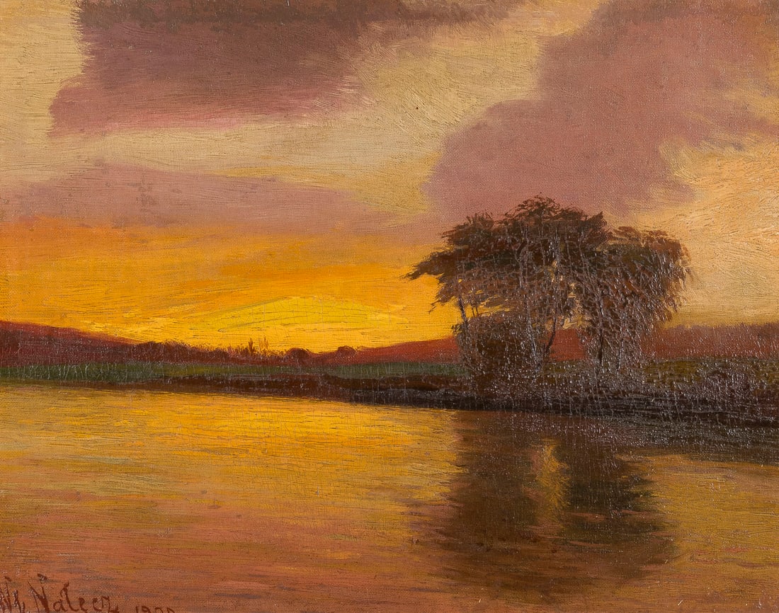 WLODZIMIERZ NALECZ | SEELANDSCHAFT MIT SONNENUNTERGANG, 1900 (1 of 2)