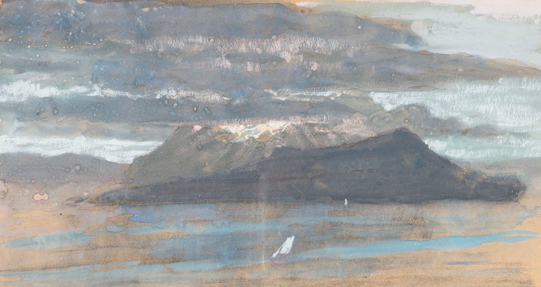 CARLOS CONRAD GRETHE | HELGOLAND, 1897: CARLOS CONRAD GRETHE 1864 Montevideo, Uruguay - 1913 Nieuwpoort, Belgium HELGOLAND, 1897 Gouache on paper. 23.5 x 33.5 cm. Monogrammed and inscribed with location, lower right. Framed behind glass. Th