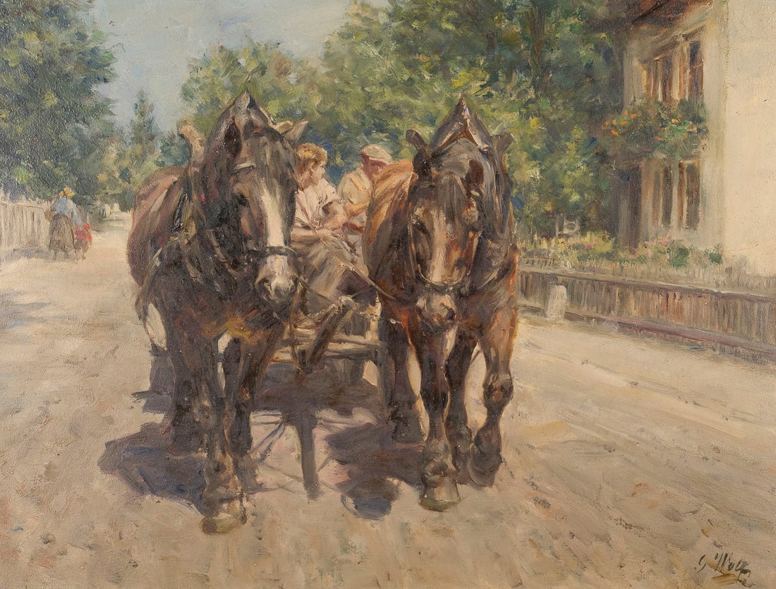 GEORG WOLF | PFERDEGESPANN IN EINER STADTSTRASSE (1 of 2)
